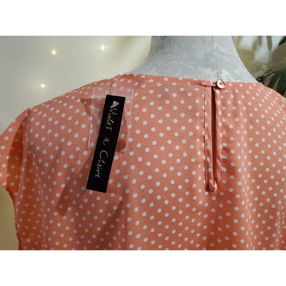 Violet & Claire NWT Polka Dot Sleeveless Blouse Top Womens Plus Size 3X Pink - Picture 5 of 10